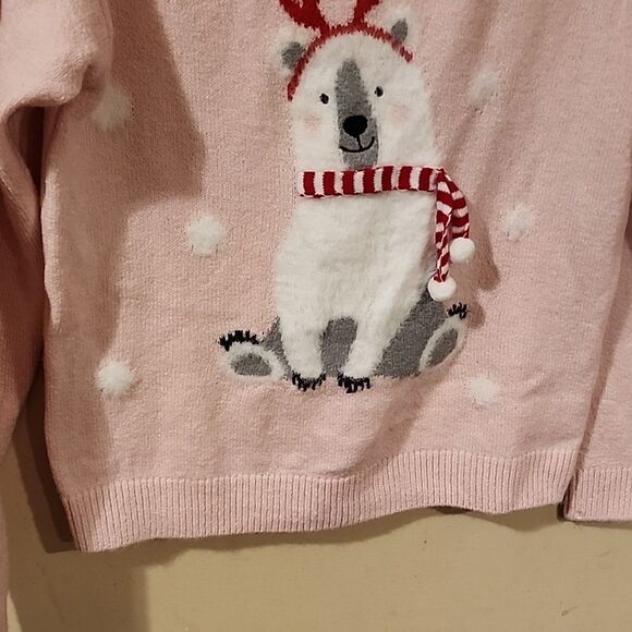 Pink Holiday Sweater with Polar Bear Design - Picture 2 of 3